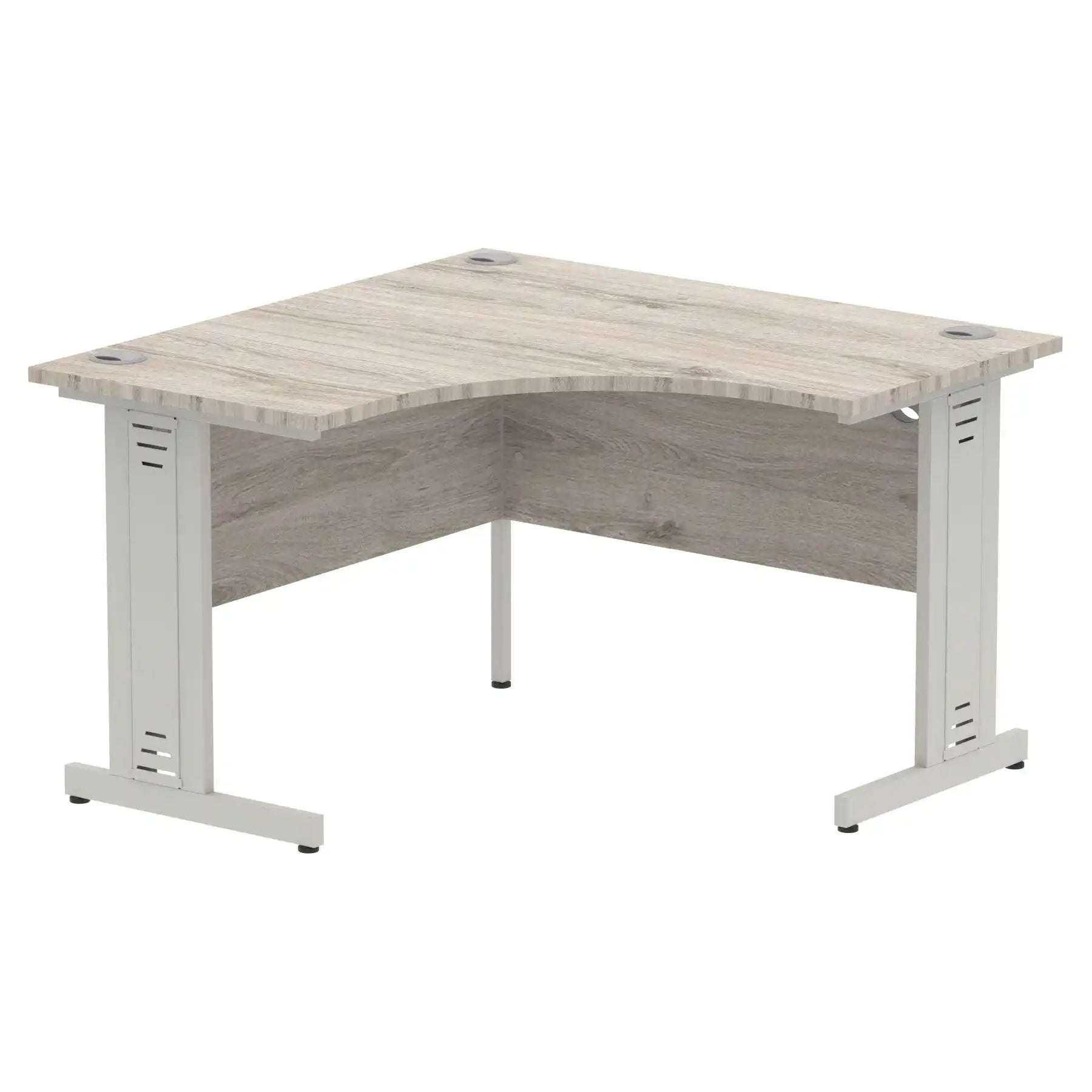 Impulse Crescent Desk with Grey Oak Top Silver Cable Managed Leg - Price Crash Furniture