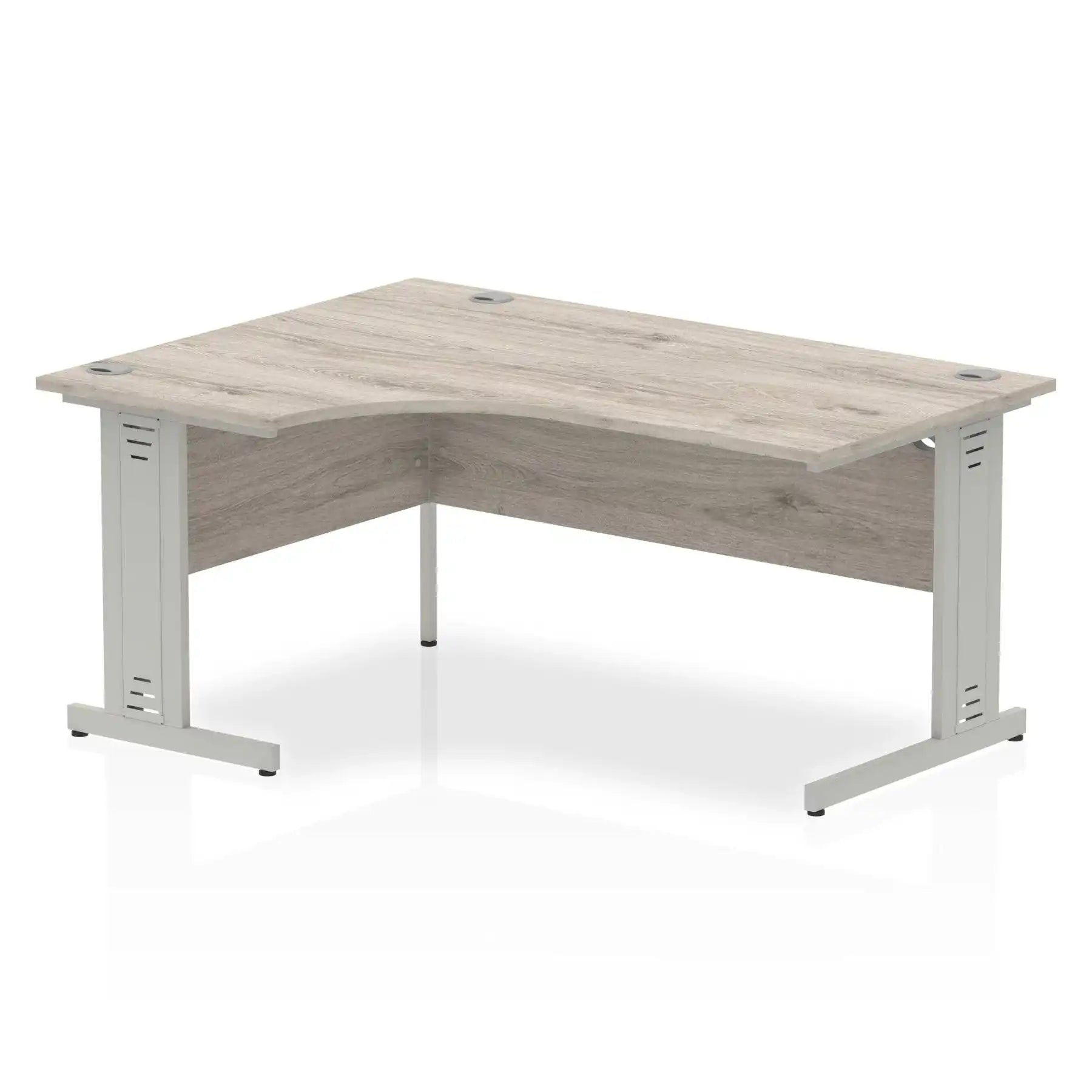 Impulse Crescent Desk with Grey Oak Top Silver Cable Managed Leg - Price Crash Furniture