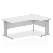 Impulse Crescent Desk with White Top and Silver Cable Managed Leg - Price Crash Furniture