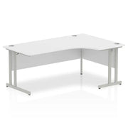 Impulse Crescent Desk with White Top and Silver Cantilever Leg - Price Crash Furniture