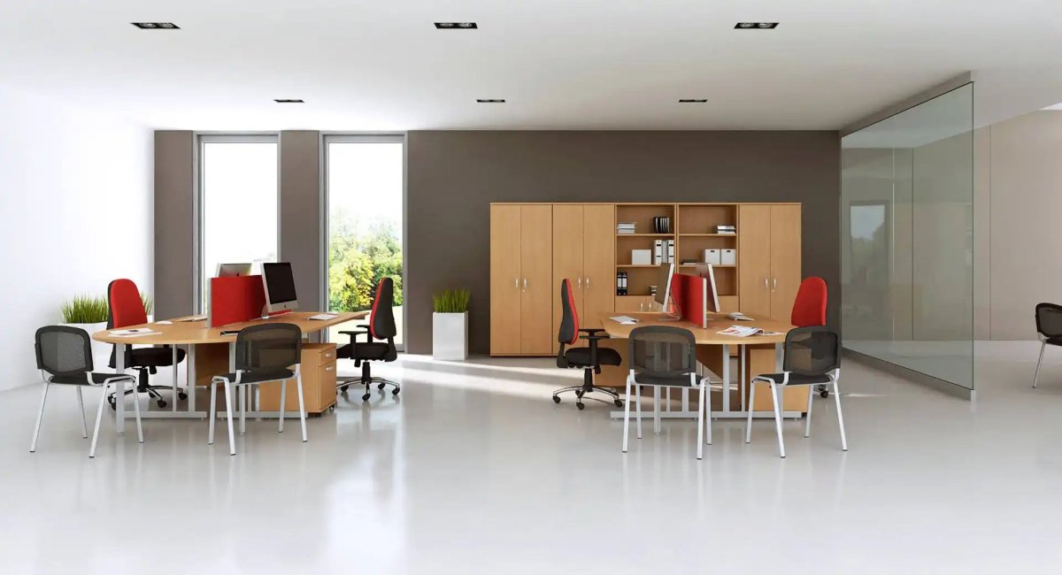 Impulse Straight Desk Beech Top Silver Cantilever Leg - Price Crash Furniture