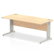 Impulse Straight Desk Maple Top Silver Cable Managed Leg - Price Crash Furniture