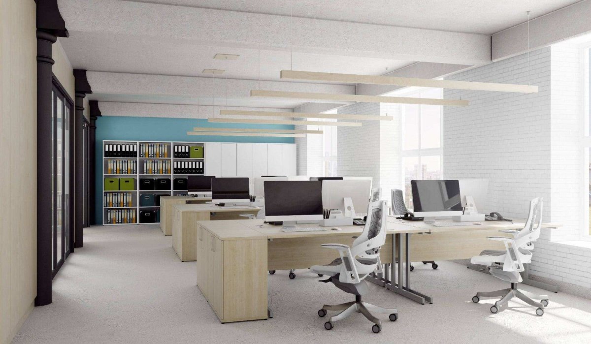 Impulse Straight Desk Maple Top Cantilever Leg