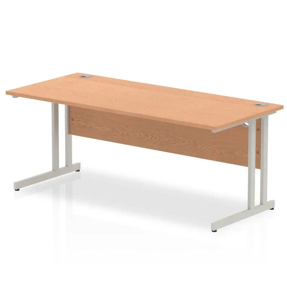 Impulse Straight Desk Oak Top Silver Cantilever Leg - Price Crash Furniture