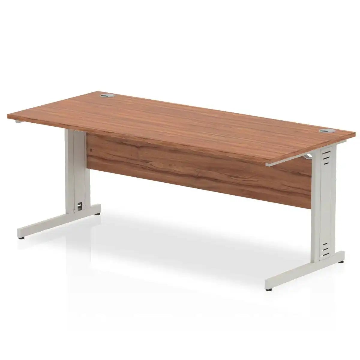 Impulse Straight Desk Walnut Top Silver Cable Managed Leg - Price Crash Furniture