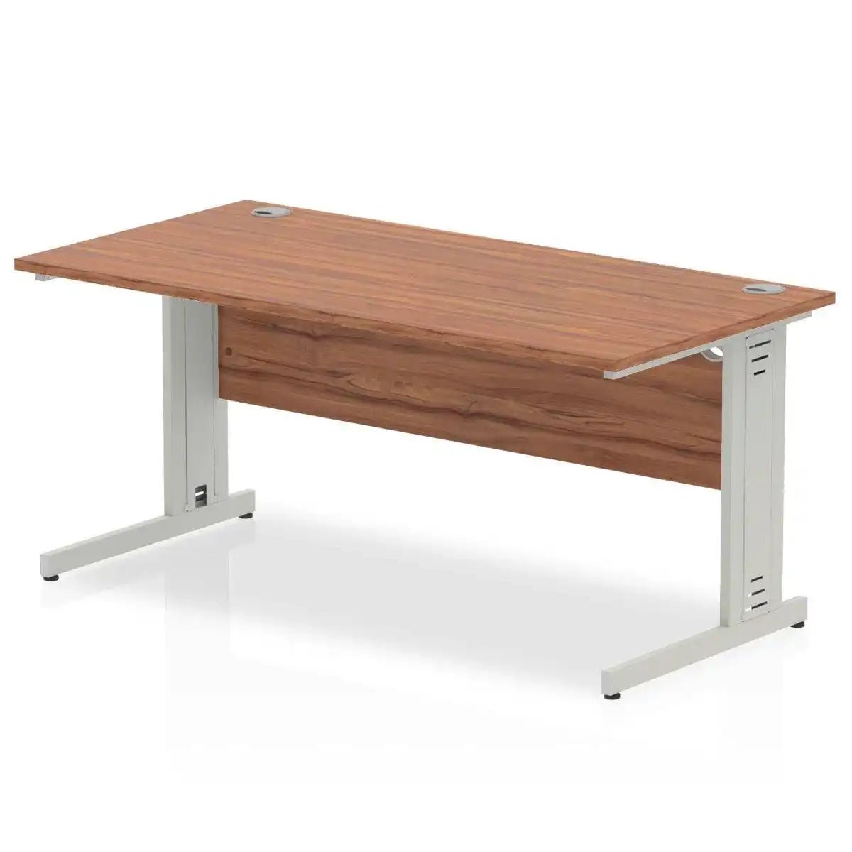 Impulse Straight Desk Walnut Top Silver Cable Managed Leg - Price Crash Furniture