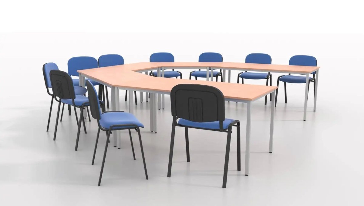 Impulse Straight Table with Beech Top and Silver Box Frame Leg - Price Crash Furniture