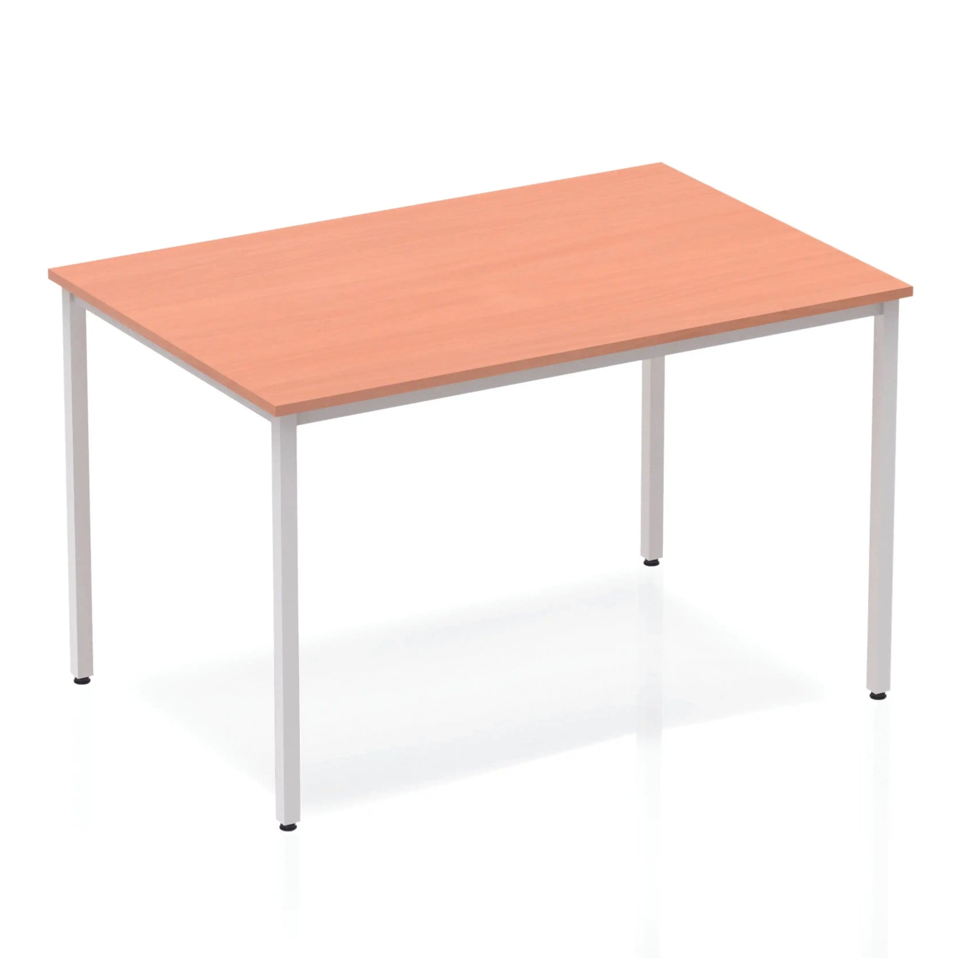 Impulse Straight Table with Beech Top and Silver Box Frame Leg - Price Crash Furniture