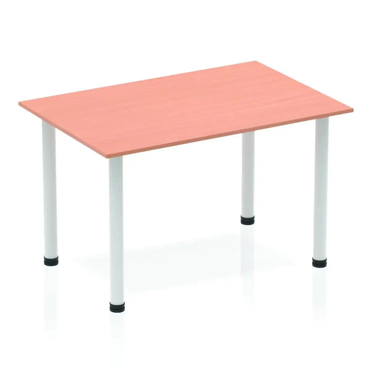 Impulse Straight Table with Beech Top and Silver Post Leg - Price Crash Furniture