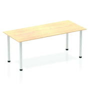 Impulse Straight Table with Maple Top and Silver Post Leg - Price Crash Furniture