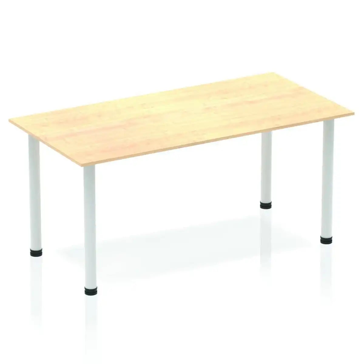 Impulse Straight Table with Maple Top and Silver Post Leg - Price Crash Furniture