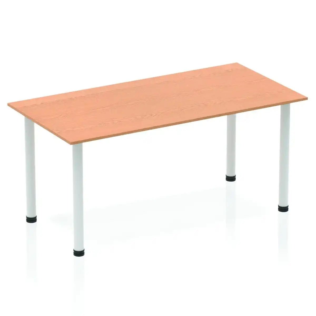 Impulse Straight Table with Oak Top and Silver Post Leg - Price Crash Furniture