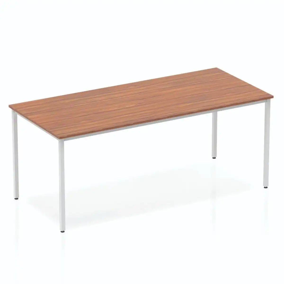 Impulse Straight Desk with Walnut Top and Silver Frame