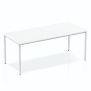 Impulse Straight Table with White Top and Silver Box Frame Leg - Price Crash Furniture