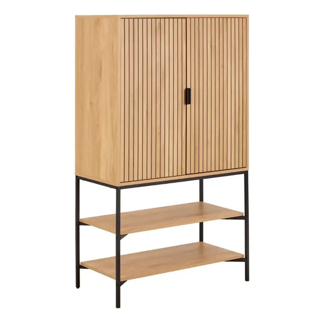 Jaipur Cabinet 2 Doors 3 Shelves With Oak Lamella Front - Price Crash Furniture