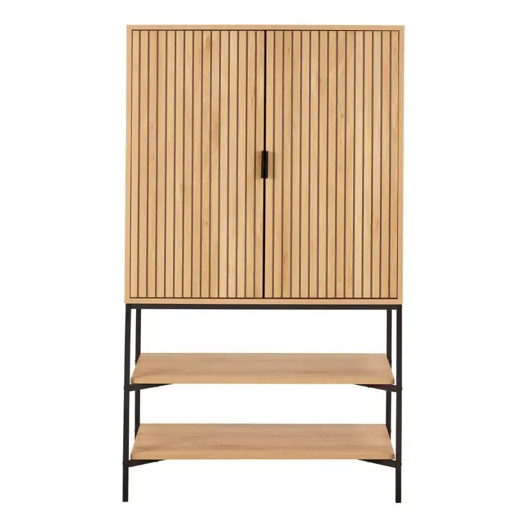 Jaipur Cabinet 2 Doors 3 Shelves With Oak Lamella Front - Price Crash Furniture