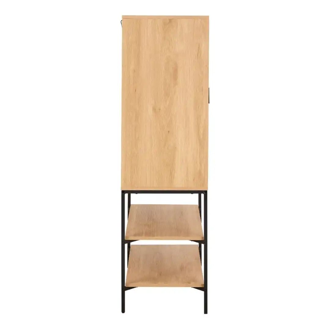 Jaipur Cabinet 2 Doors 3 Shelves With Oak Lamella Front - Price Crash Furniture