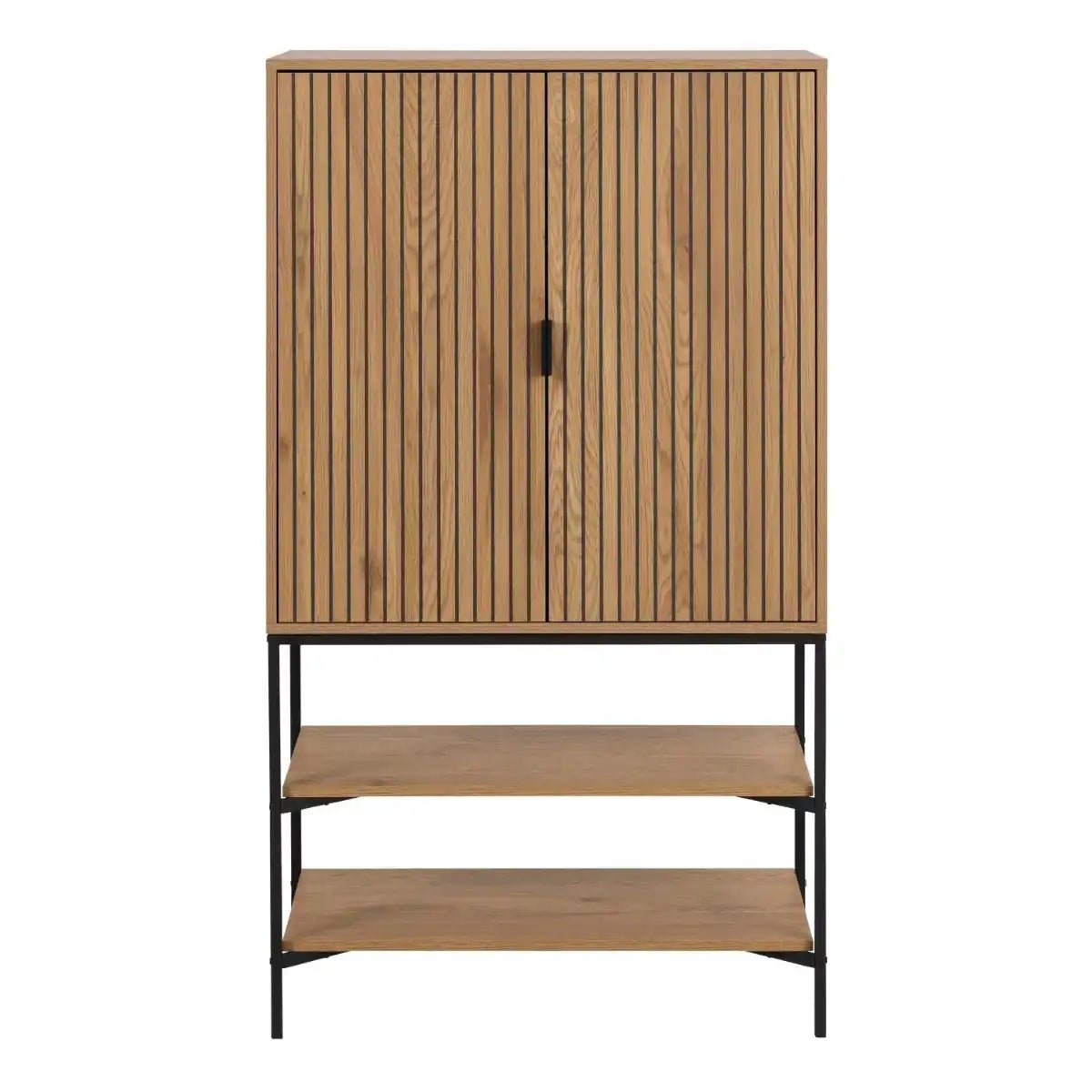 Jaipur Cabinet With 2 Doors In Black & Oak - Price Crash Furniture