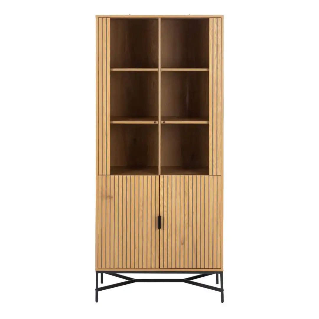 Jaipur Display Cabinet With 4 doors and 6 Shelves in Wild Oak - Price Crash Furniture