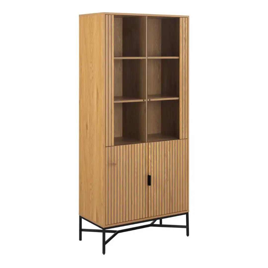 Jaipur Display Cabinet With 4 doors and 6 Shelves in Wild Oak - Price Crash Furniture