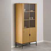 Jaipur Display Cabinet With 4 doors and 6 Shelves in Wild Oak - Price Crash Furniture