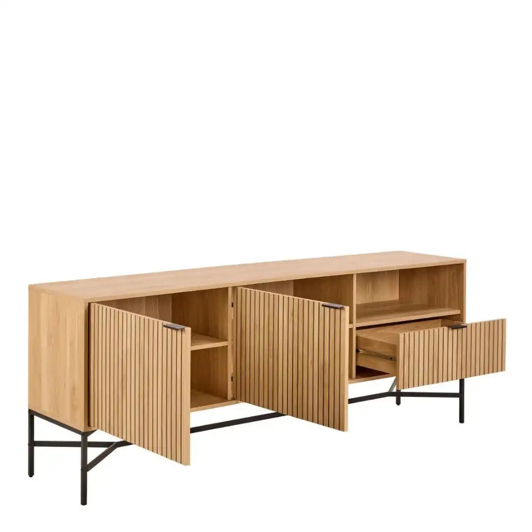 Jaipur Sideboard With 2 Doors and 2 Shelves in Oak - Price Crash Furniture
