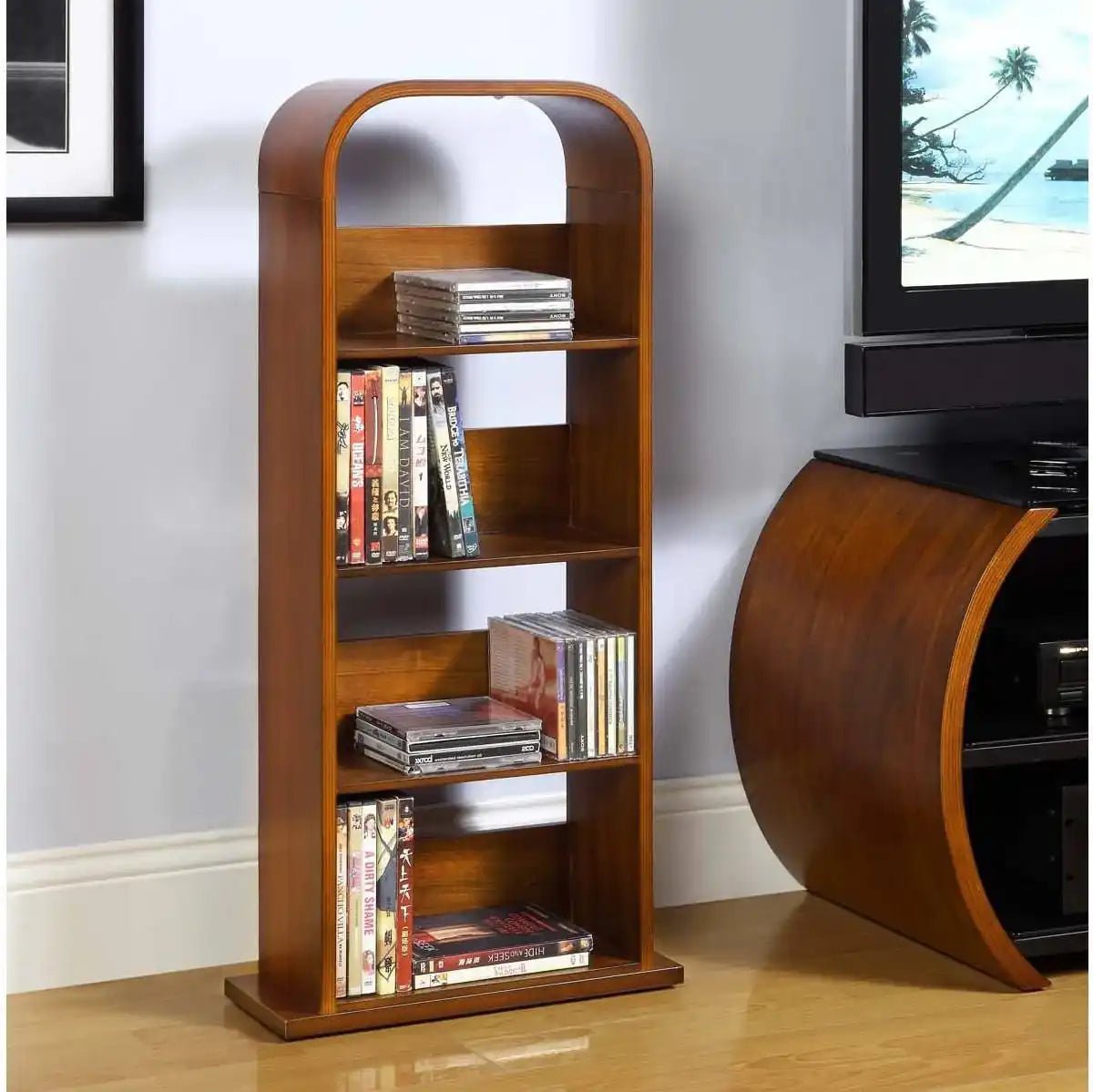 JF501 San Marino DVD Rack CD Storage Shelf Walnut Jual