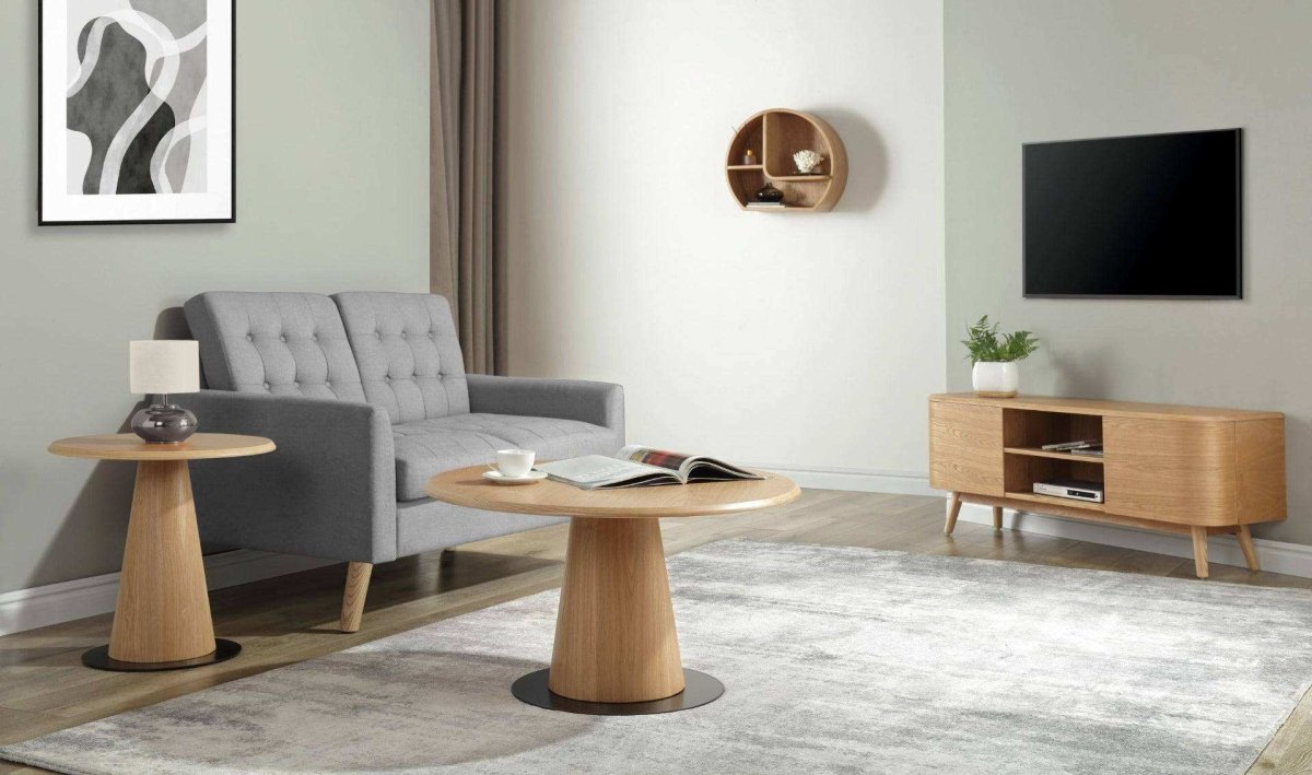 Jual Furnishings JF318 Siena Coffee Table Oak/Black - Price Crash Furniture