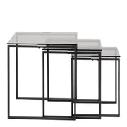 Katrine Modern Nest Of Tables With Smoked Glass Top Set Of 3 - Price Crash Furniture
