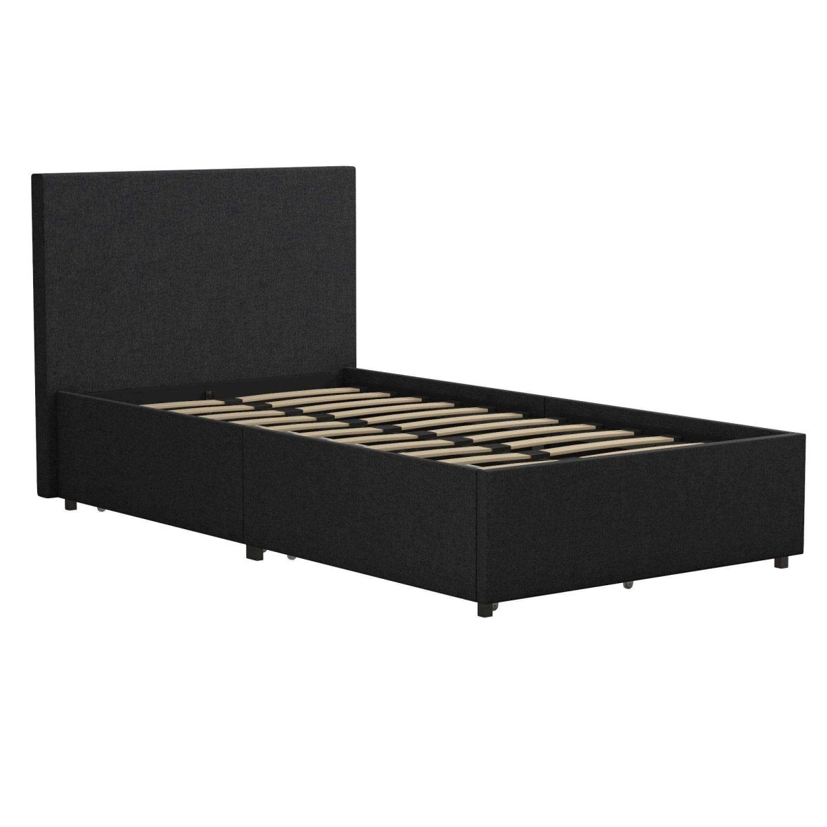 Kelly Linen Single Bed with 2 Drawer Storage - in Dark Grey by Dorel - Price Crash Furniture