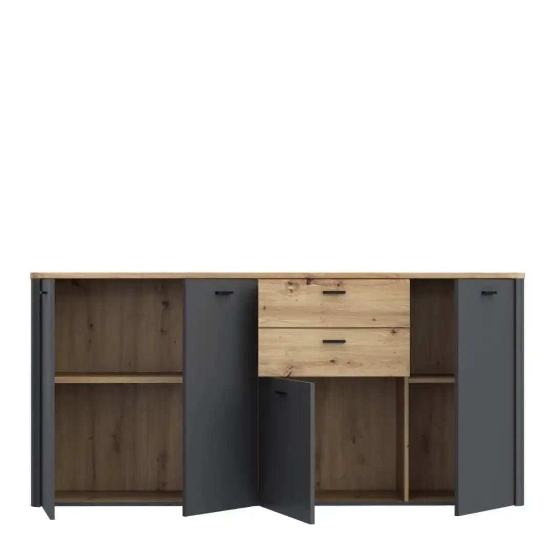 Klara 4 Door 2 Drawer Chest in Grey and Oak - Price Crash Furniture