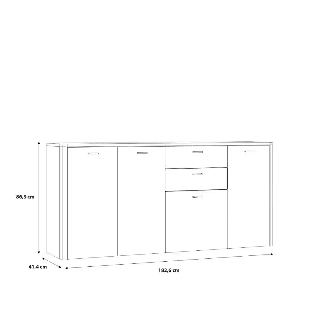 Klara 4 Door 2 Drawer Chest in Grey and Oak - Price Crash Furniture