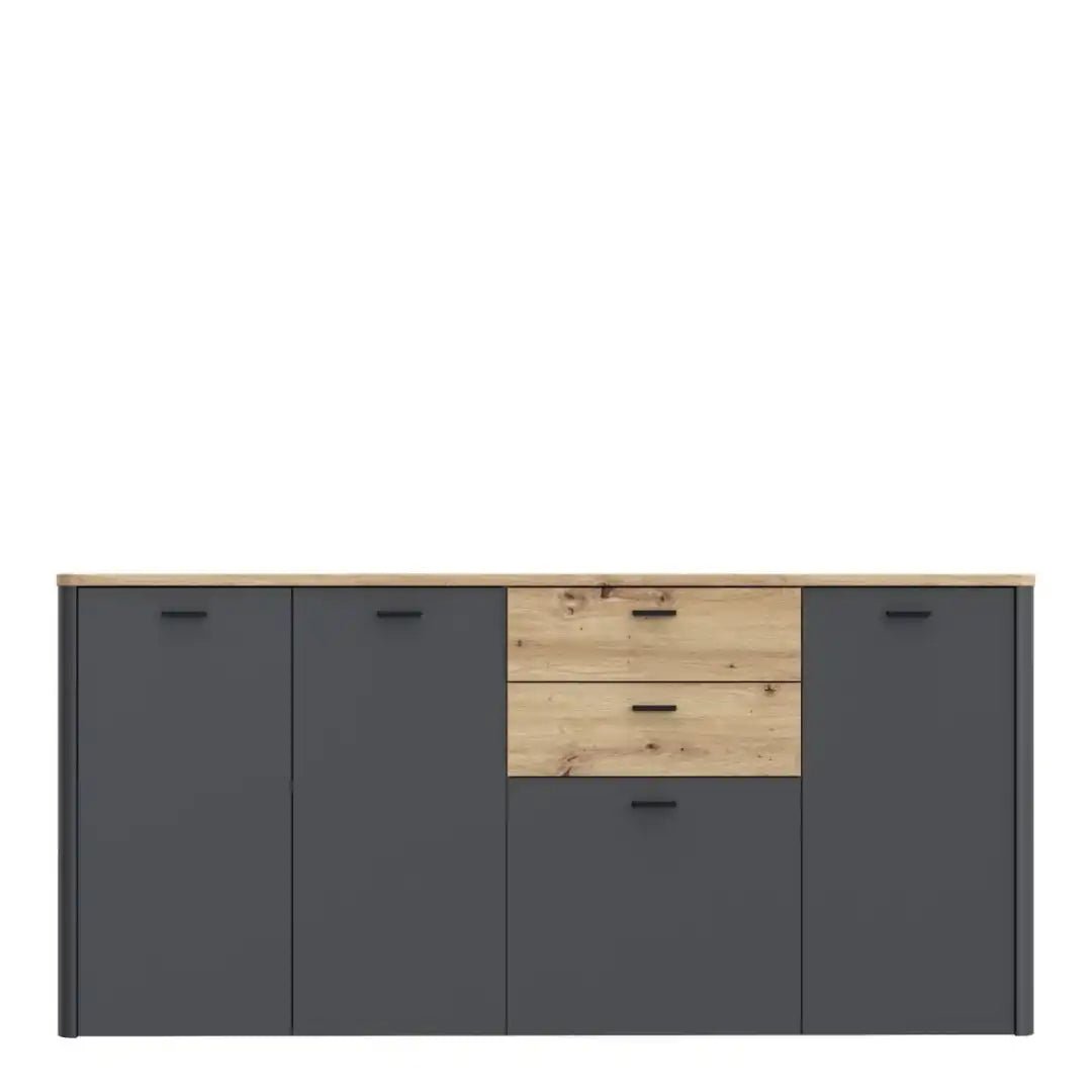 Klara 4 Door 2 Drawer Chest in Grey and Oak - Price Crash Furniture