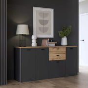 Klara 4 Door 2 Drawer Chest in Grey and Oak - Price Crash Furniture