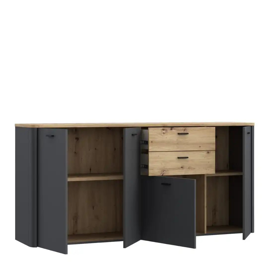 Klara 4 Door 2 Drawer Chest in Grey and Oak - Price Crash Furniture