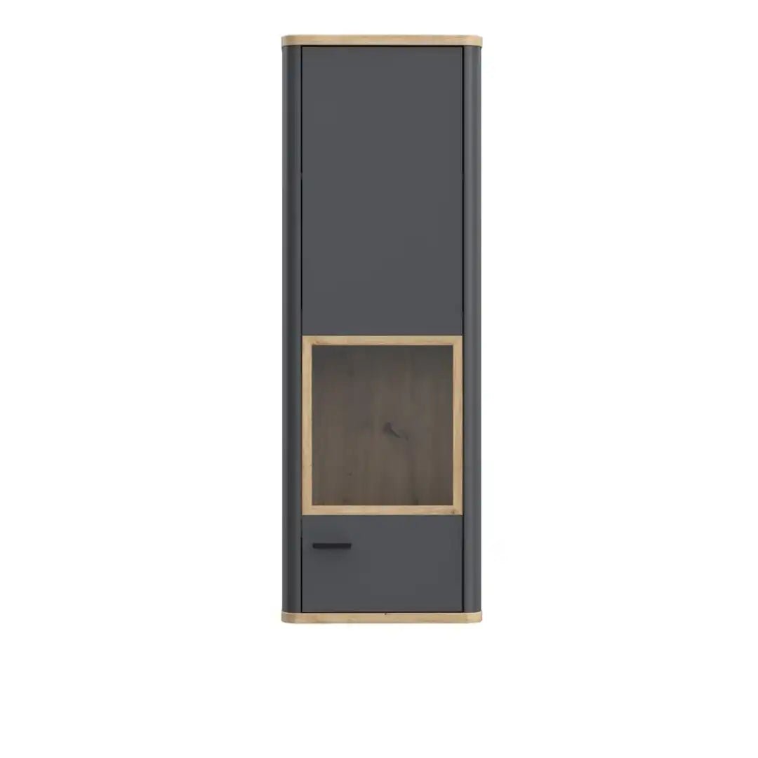 Klara Display Cabinet with 1 Glass Door in Grey and Oak - Price Crash Furniture