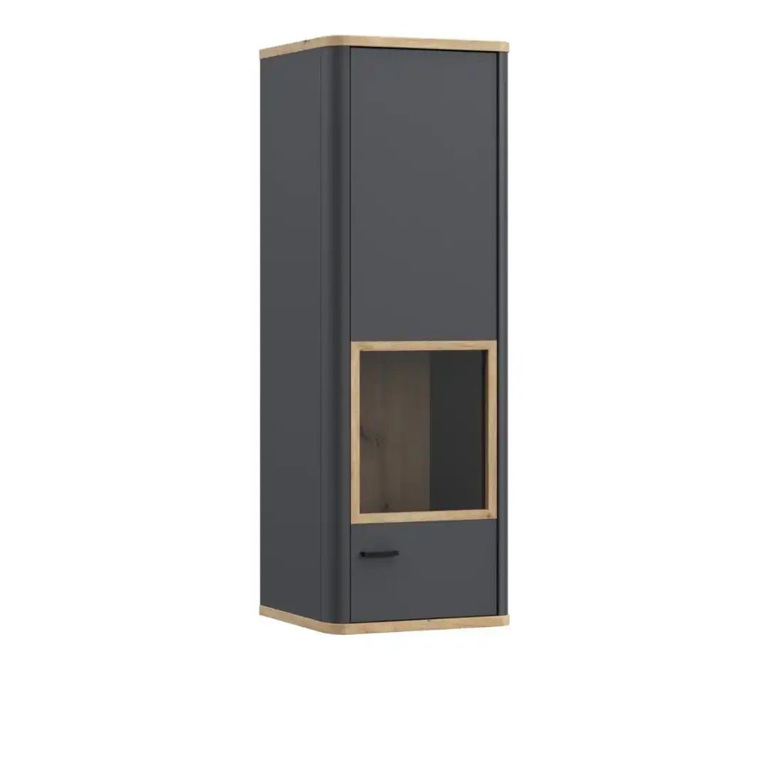 Klara Display Cabinet with 1 Glass Door in Grey and Oak - Price Crash Furniture