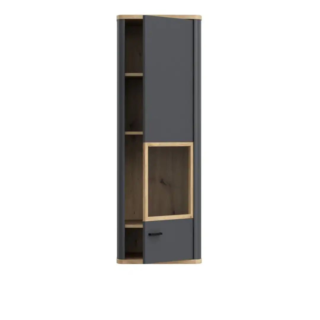 Klara Display Cabinet with 1 Glass Door in Grey and Oak - Price Crash Furniture