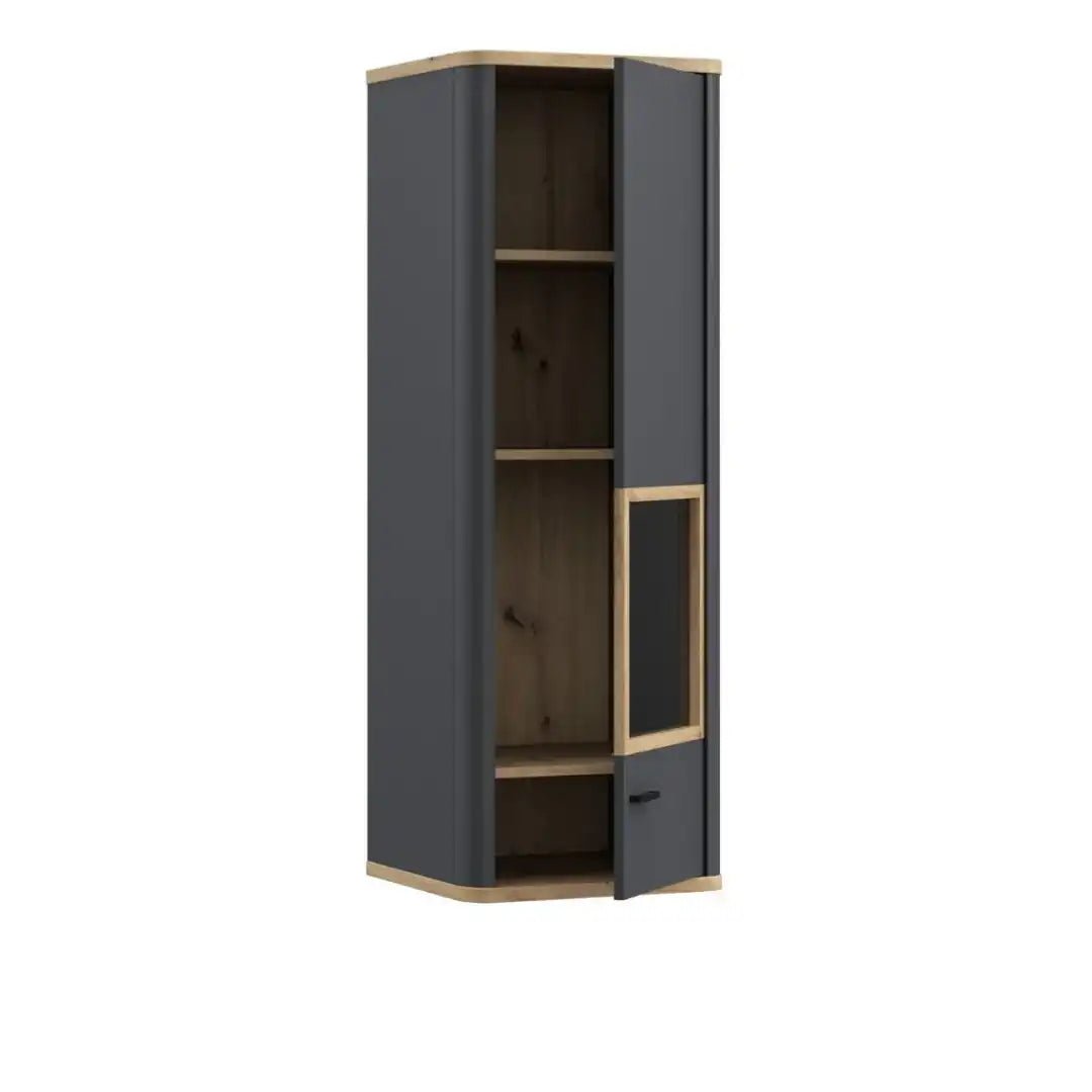 Klara Display Cabinet with 1 Glass Door in Grey and Oak - Price Crash Furniture