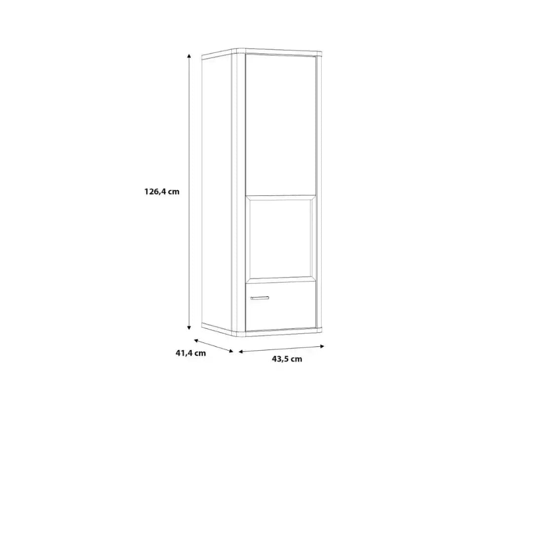 Klara Display Cabinet with 1 Glass Door in Grey and Oak inc LED Lighting - Price Crash Furniture