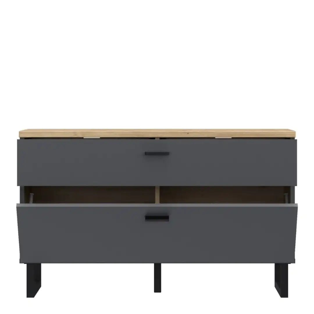 Klara TV Unit with 1 Drawer 1 Flip Door in Grey and Oak - Price Crash Furniture
