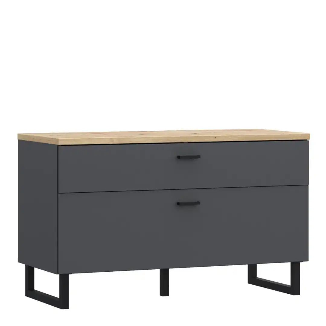 Klara TV Unit with 1 Drawer 1 Flip Door in Grey and Oak - Price Crash Furniture