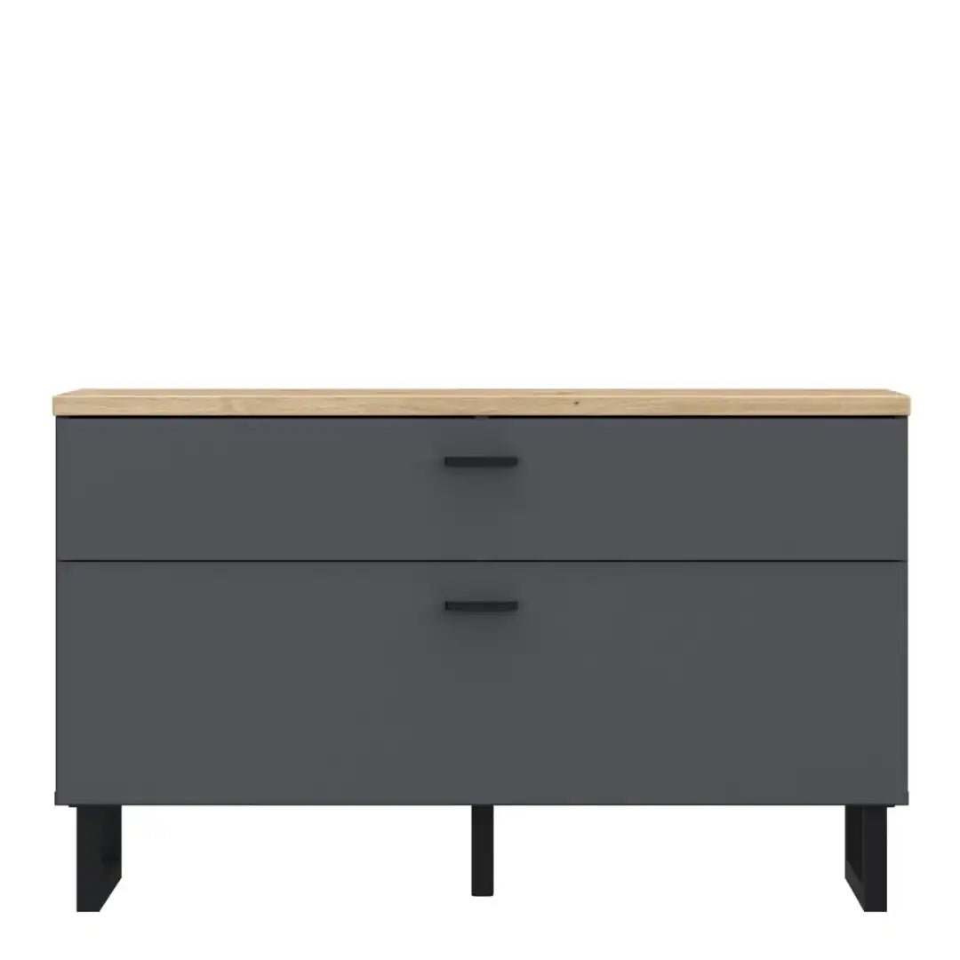 Klara TV Unit with 1 Drawer 1 Flip Door in Grey and Oak - Price Crash Furniture