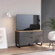 Klara TV Unit with 1 Drawer 1 Flip Door in Grey and Oak - Price Crash Furniture
