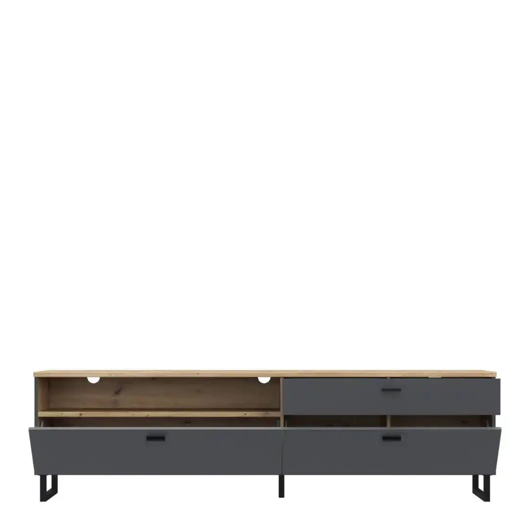 Klara TV Unit with 1 Drawer 2 Flip Doors in Grey and Oak - Price Crash Furniture