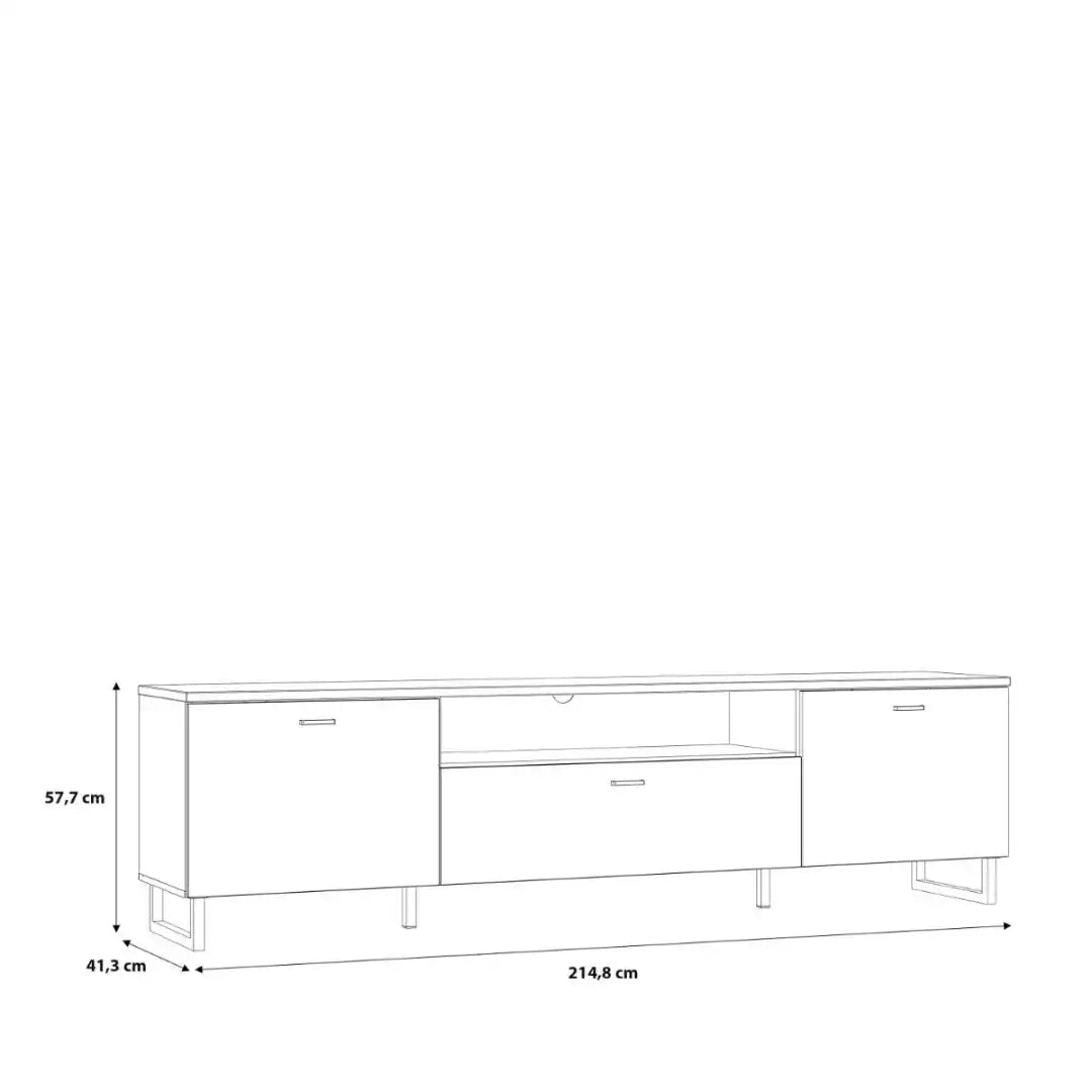 Klara TV Unit with 2 Drawers 1 Flip Door in Grey and Oak inc LED Lighting - Price Crash Furniture