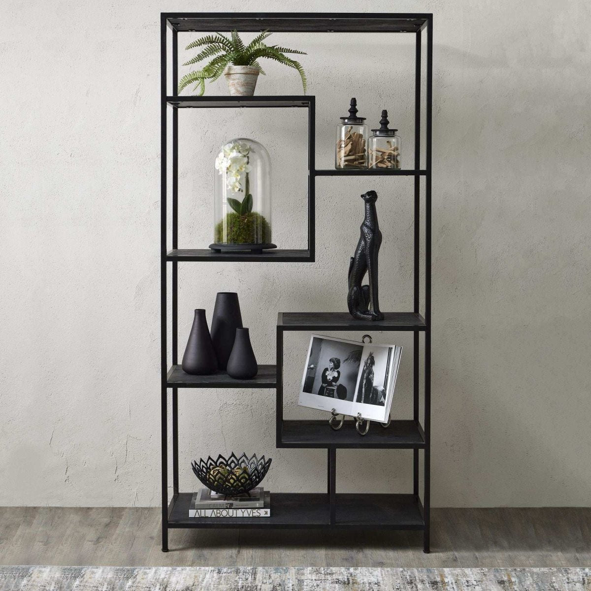 Large Black Multi Shelf Unit - Price Crash Furniture