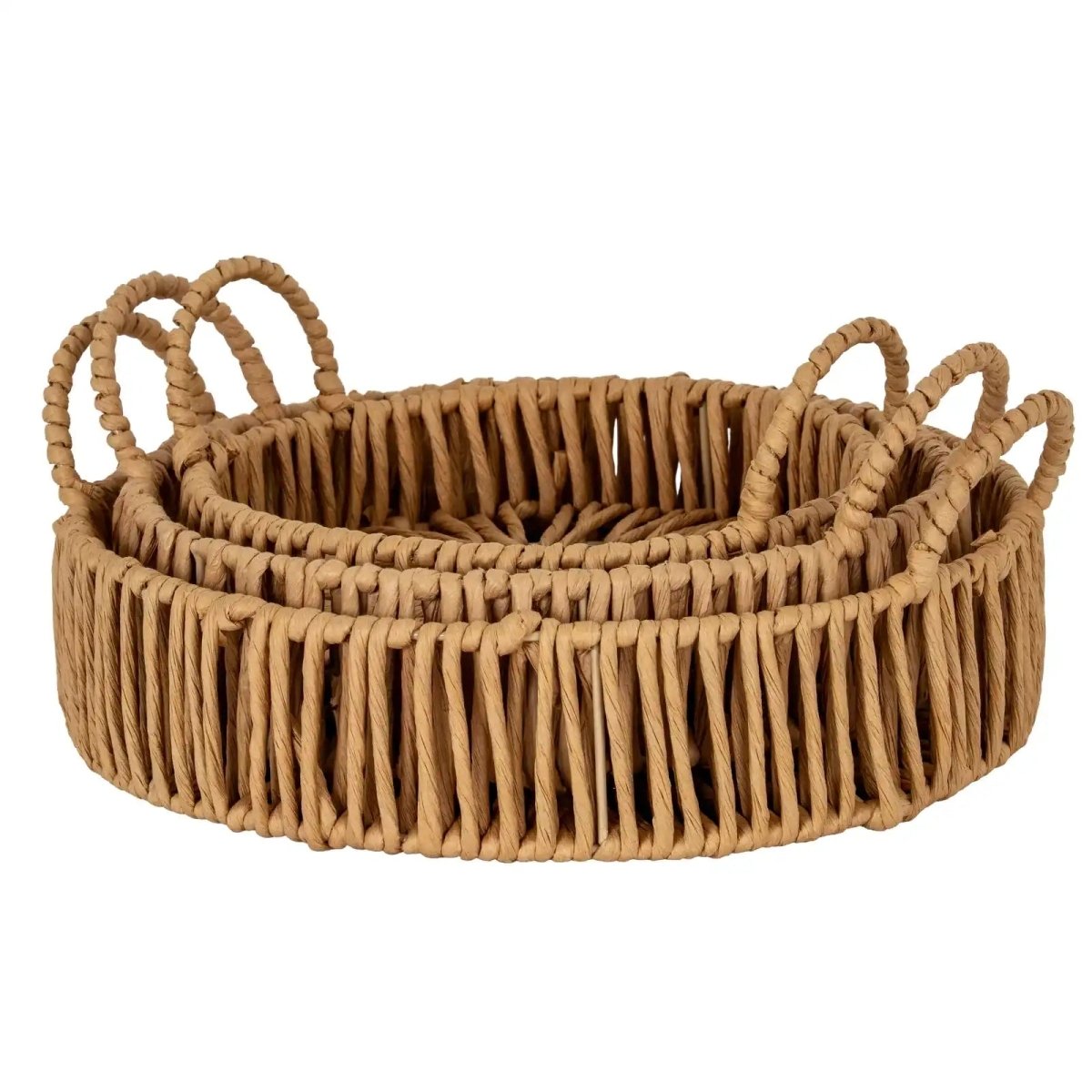 Large Loop Handle Set of 3 Round Trays - Price Crash Furniture