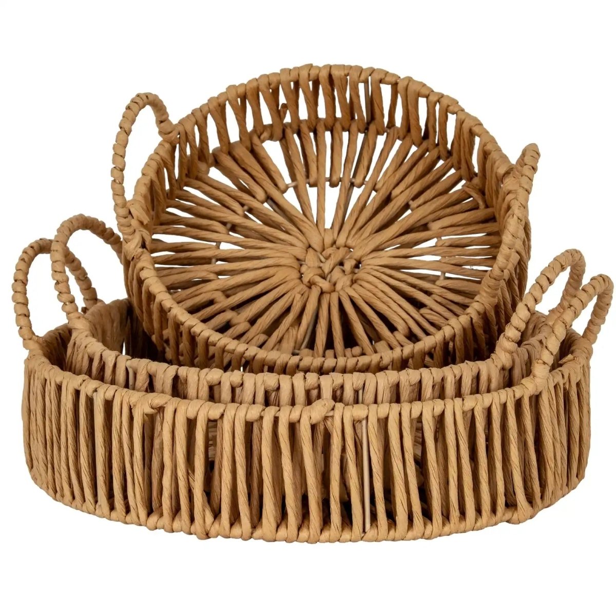 Large Loop Handle Set of 3 Round Trays - Price Crash Furniture