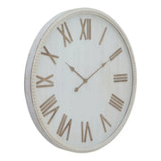 Large Rustic White Clock With Beaded Frame - Price Crash Furniture
